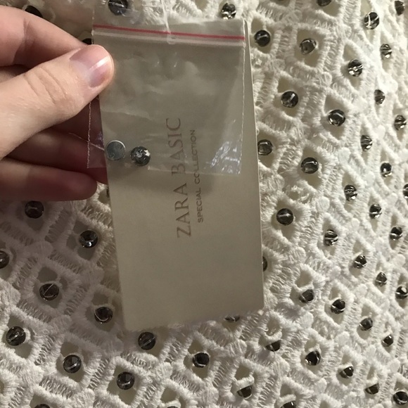 ZARA White Crochet Rhinestone Skirt - Picture 4 of 6